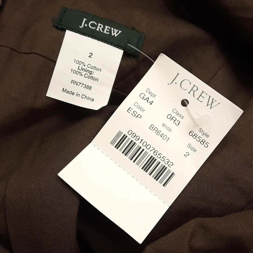 NWT, J. Crew Special Occasion Espresso Sleeveless Dress